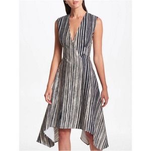Donna Karan | Assymetrical Boho Black Tan Bark Dress Size 6